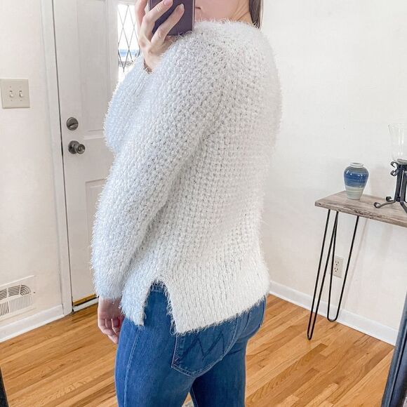 Catherine Malandrino Eyelash Cardigan Button Up White L - Picture 3 of 7